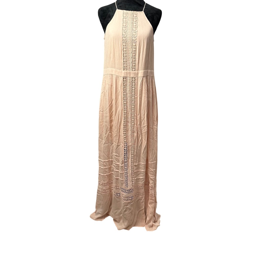 Altar State Dusty Rose Pink Crochet Lace Halter Maxi Dress Boho Beach Vacation S - Picture 2 of 13